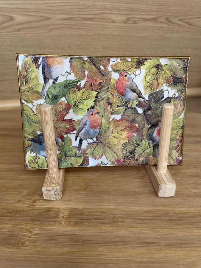 Platito rectangular pan cristal S pájaros otoño