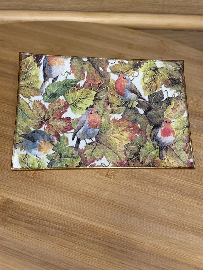 Platito rectangular pan cristal S pájaros otoño - Imagen 3