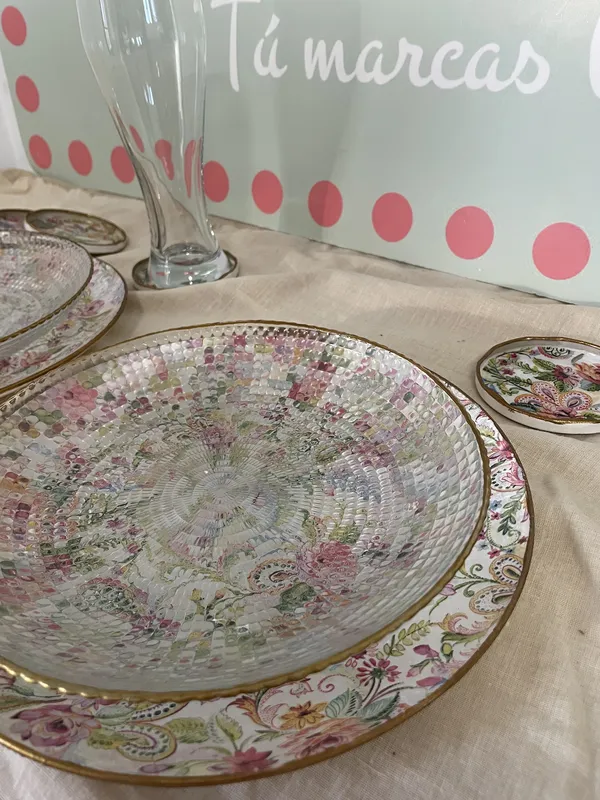 Vajilla de cristal redonda Vintage