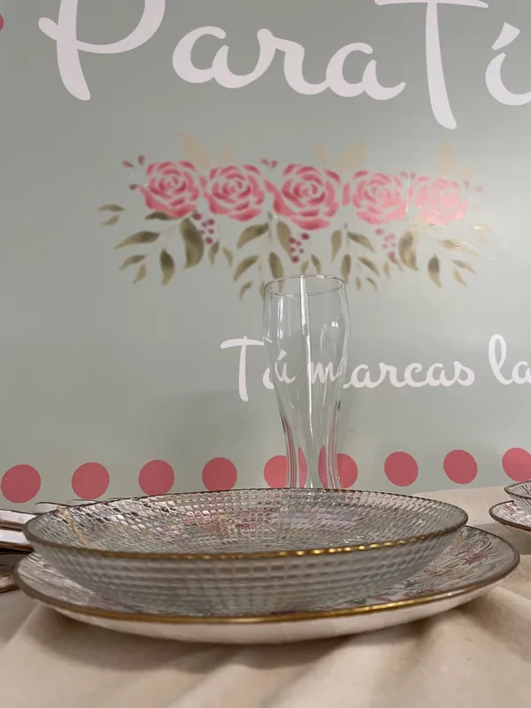 Vajilla de cristal redonda Vintage - Imagen 5