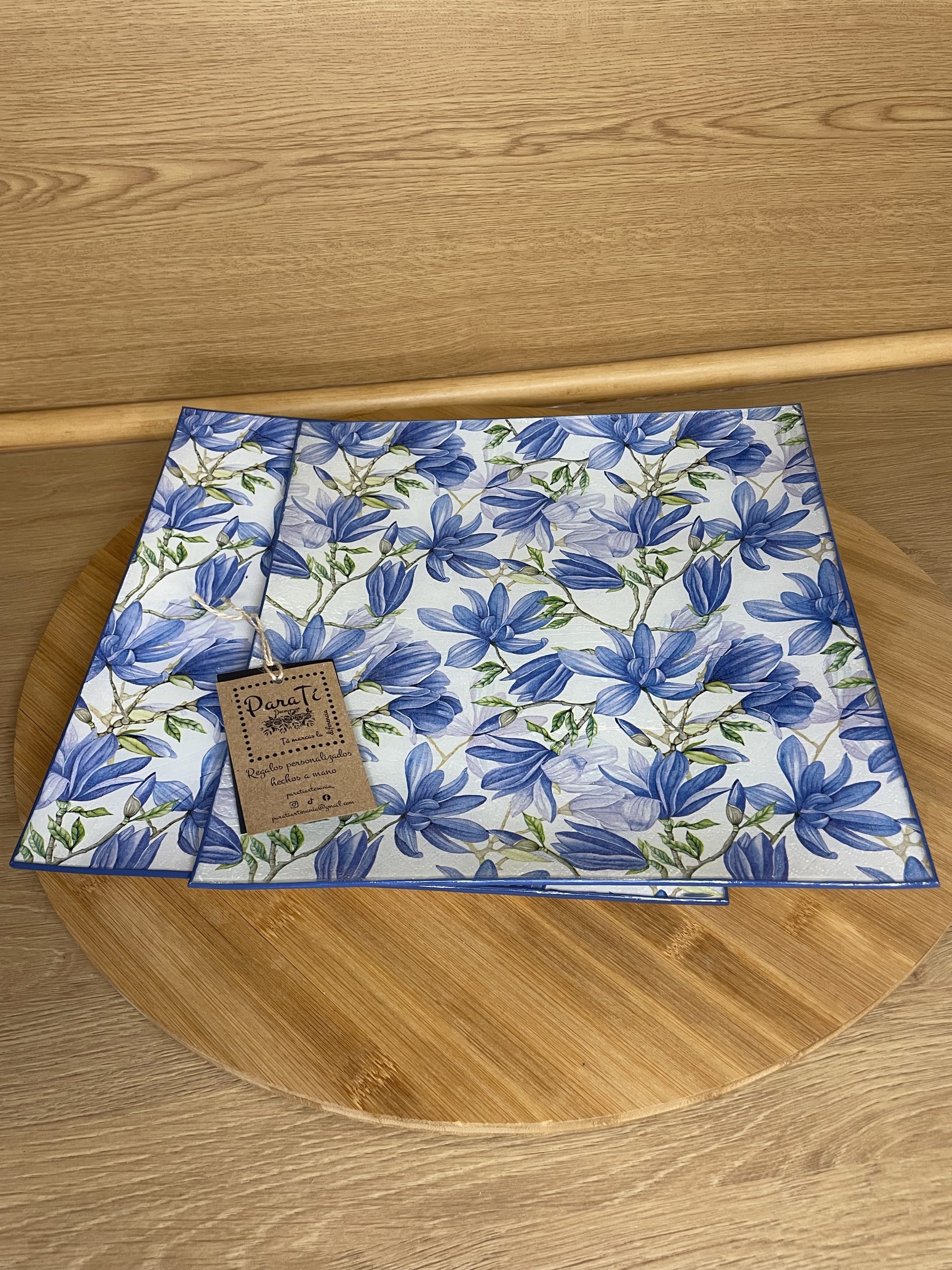 Set de 2 fuentes/bajoplatos cuadrados cristal XL - Imagen 2