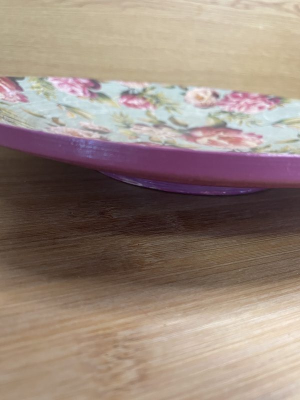 Plato de madera peonia verde vintage - Imagen 3