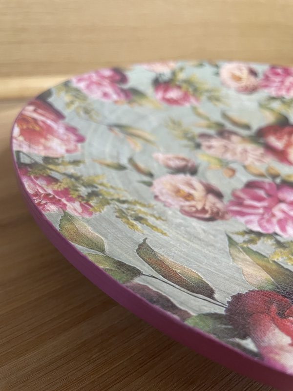 Plato de madera peonia verde vintage - Imagen 2