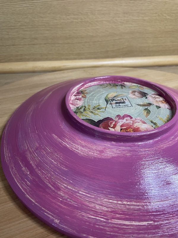 Plato de madera peonia verde vintage - Imagen 4