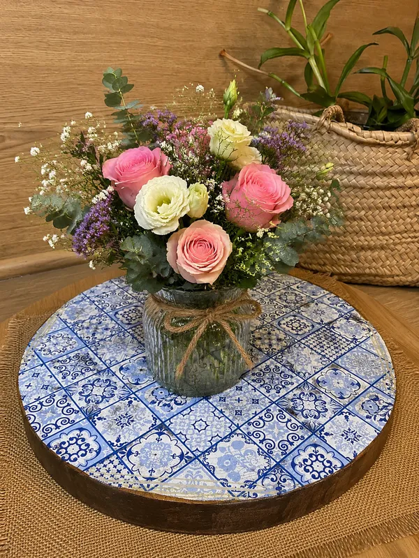 Tabla tronco de madera mosaico azul - Imagen 4